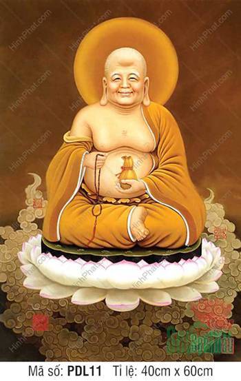 Tranh Phật Di Lặc PDL11, tôn tượng Ngài ngự đài sen trắng Tranh Phật Di Lặc PDL11, tôn tượng Ngài ngự đài sen trắng