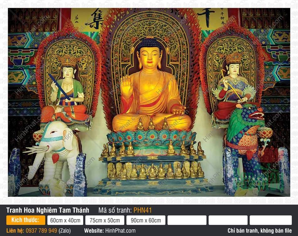 Hình Hoa Nghiêm Tam Thánh Đẹp PHN41 Hình Hoa Nghiêm Tam Thánh Đẹp PHN41 ngự bảo tọa cùng hào quang rực lửa