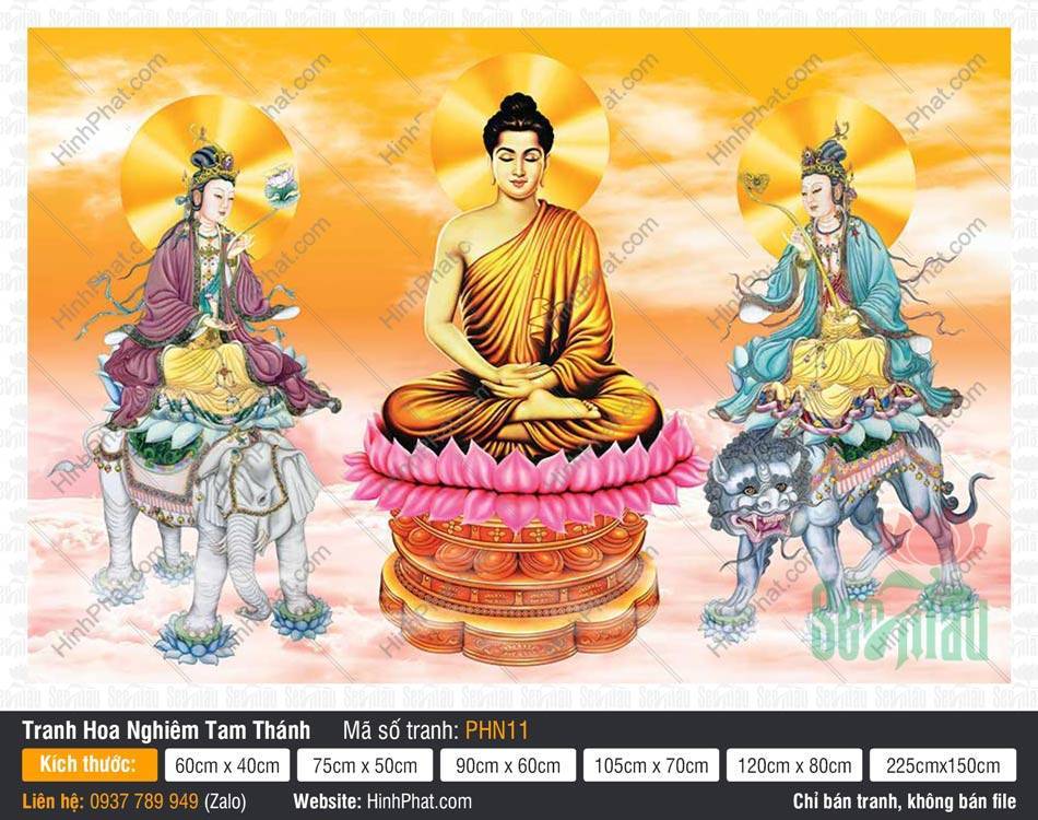 Hình Thích Ca Tam Thánh PHN11 Hình Thích Ca Tam Thánh PHN11 khắc họa Đức Phật ấn thiền định y nâu vàng