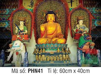 Hình Hoa Nghiêm Tam Thánh Đẹp PHN41 ngự bảo tọa uy nghi