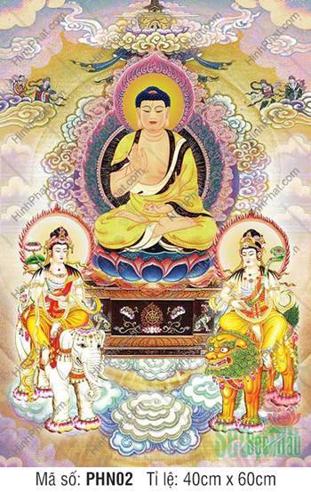 Hình Hoa Nghiêm Tam Thánh PHN02, khắc họa nét vẽ trang nghiêm
