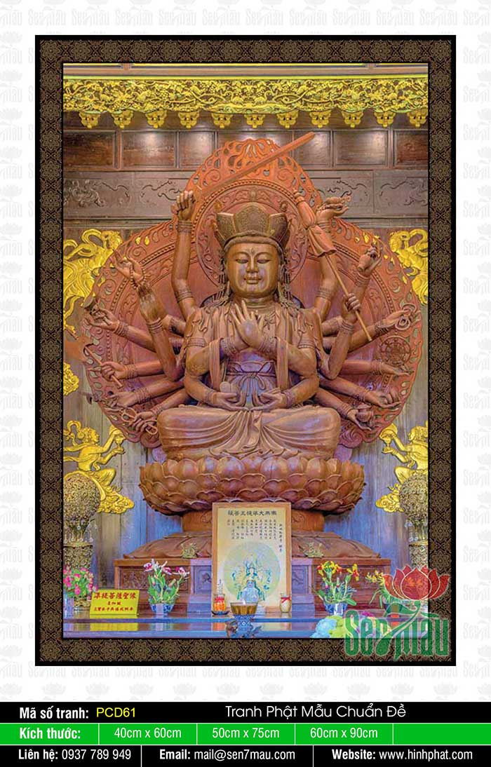 Tranh Phật Mẫu Chuẩn Đề Bồ Tát PCD61
