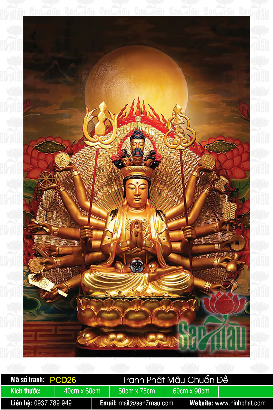 Tranh Phật Mẫu Chuẩn Đề PCD26