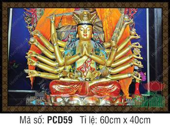 Phật Mẫu Chuẩn Đề Bồ Tát PCD59, mười tám tay ngự tòa sen vàng
