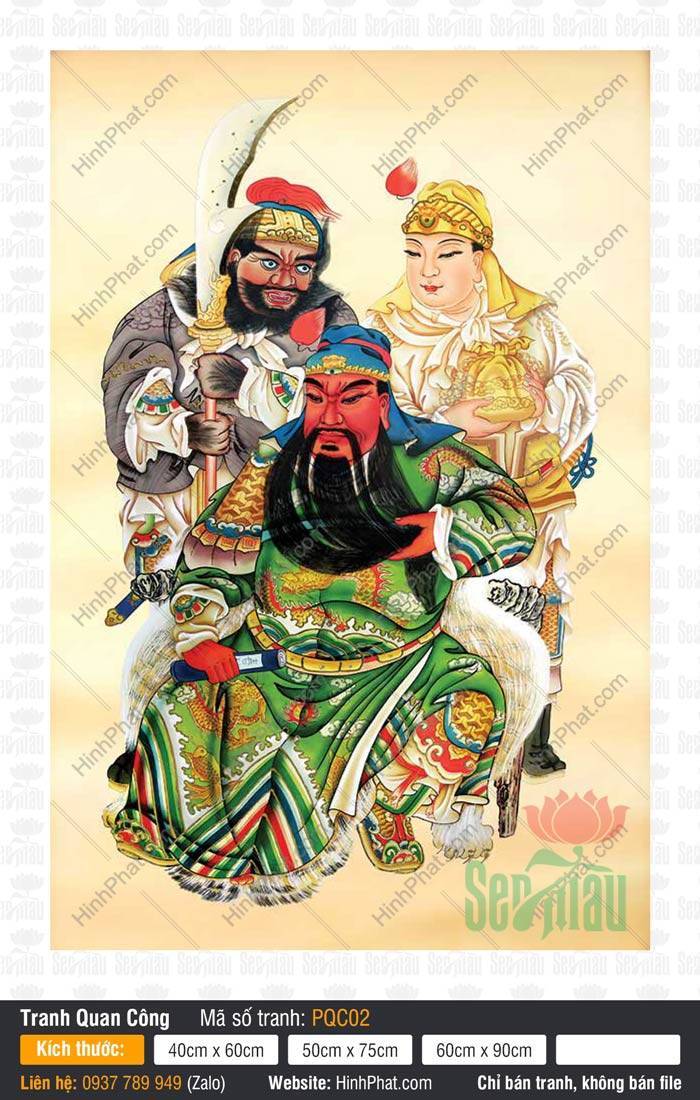 Hình Quan Công PQC02 Hình Quan Công PQC02, Quan Công ngồi trên ngai, tay cầm cuốn kinh Xuân Thu uy nghi