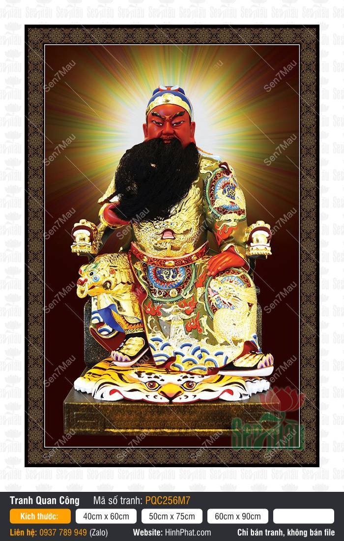 Tranh Quan Vân Trường - Tranh Quan Công PQC256M7 Tranh Quan Vân Trường - Tranh Quan Công PQC256M7 với hào quang tỏa sáng rạng ngời và bệ hổ oai phong