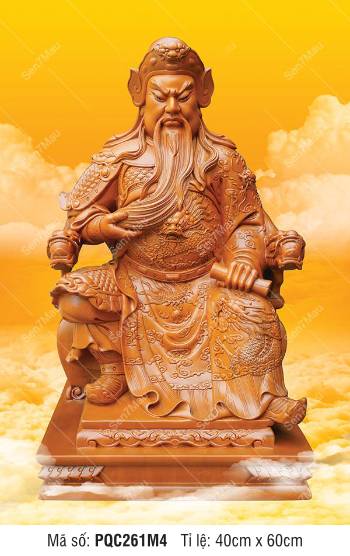 Hình Già Lam Bồ Tát PQC261M4, Quan Thánh cầm sách trên mây