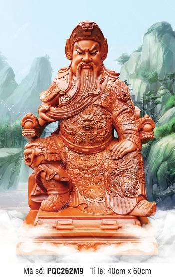 Hình Già Lam Bồ Tát PQC262M9, Quan Thánh ngồi ngai oai phong
