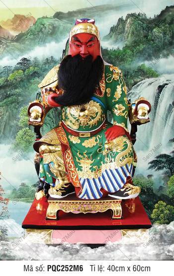 Hình Quan Công đẹp PQC252M6, bối cảnh sơn thủy hữu tình