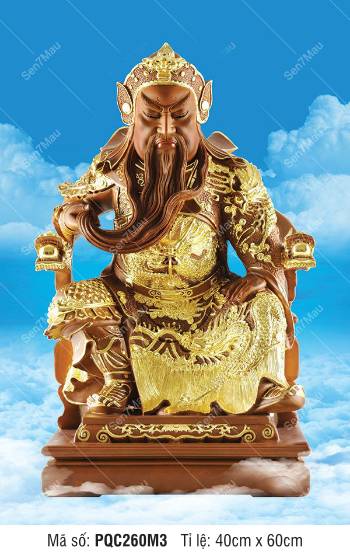 Hình Quan Công đẹp PQC260M3, Quan Thánh Đế Quân ngự mây xanh