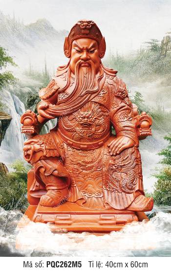 Hình Quan Công đẹp PQC262M5, Quan Thánh Đế Quân tọa ngai rồng