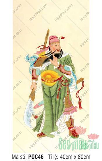 Hình Quan Công đẹp PQC46, Ngài đứng trên đài sen tay cầm bảo kiếm Hình Quan Công đẹp PQC46, Ngài đứng trên đài sen tay cầm bảo kiếm