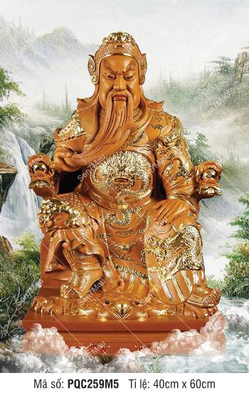 Tranh Quan Công (Quan Vân Trường) PQC259M5, nền cảnh sơn thủy