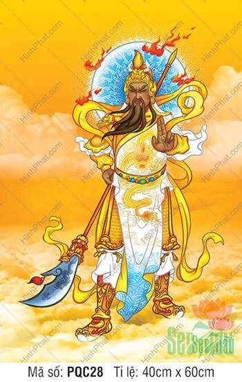 Tranh Quan Công (Quan Vân Trường) PQC28, Quan Vân Trường đứng trên mây Tranh Quan Công (Quan Vân Trường) PQC28, Quan Vân Trường đứng trên mây