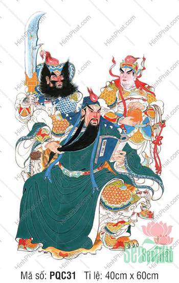 Tranh Quan Công đẹp PQC31, Quan Vân Trường ngồi đọc sách Tranh Quan Công đẹp PQC31, Quan Vân Trường ngồi đọc sách