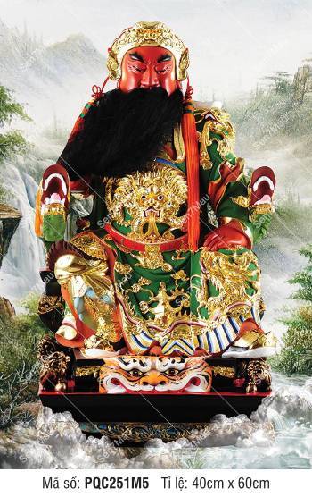 Tranh Quan Công treo tường PQC251M5, Quan Thánh Đế Quân uy nghi