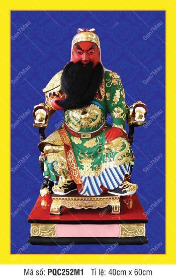 Tranh Quan Vân Trường - Tranh Quan Công PQC252M1, Quan Thánh áo xanh