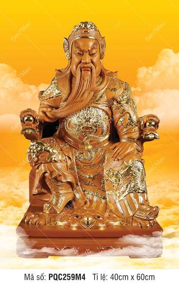 Tranh Quan Vân Trường - Tranh Quan Công PQC259M4, sắc vàng oai phong