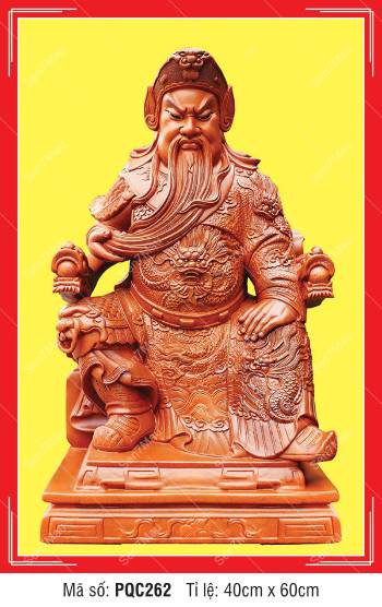 Tranh Quan Vân Trường - Tranh Quan Công PQC262, Ngài ngự ngai rồng
