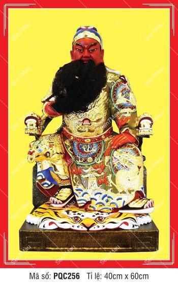 Tranh thờ Quan Công PQC256, Quan Thánh Đế Quân tọa ngai hổ Tranh thờ Quan Công PQC256, Quan Thánh Đế Quân tọa ngai hổ
