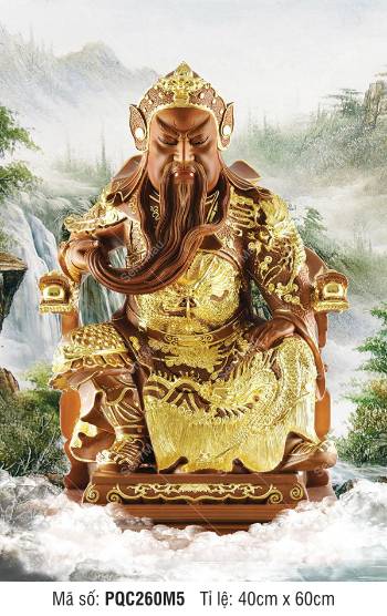 Tranh thờ Quan Công PQC260M5, uy nghi giữa cảnh sắc thiên nhiên