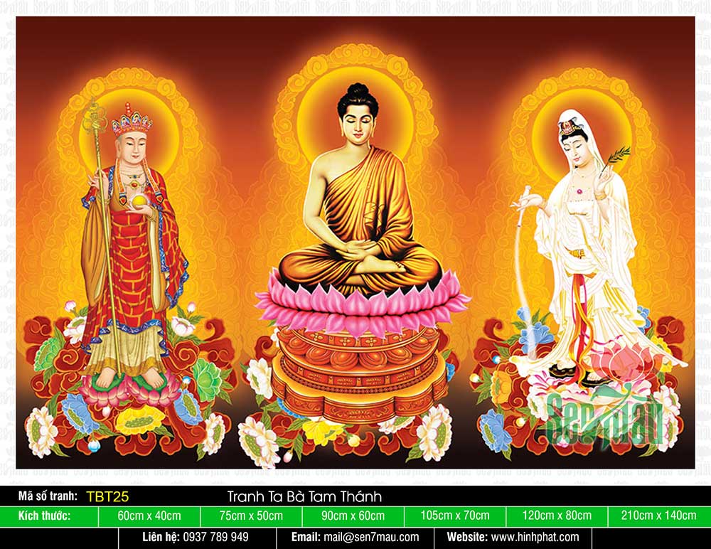 Hình Sa Bà Tam Thánh - Phật Thích Ca Quan Âm Bồ Tát Địa Tạng Bồ Tát TBT25