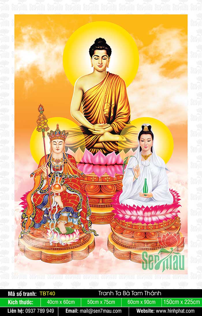 Hình Sa Bà Tam Thánh - Phật Thích Ca Quan Âm Bồ Tát Địa Tạng Bồ Tát TBT40