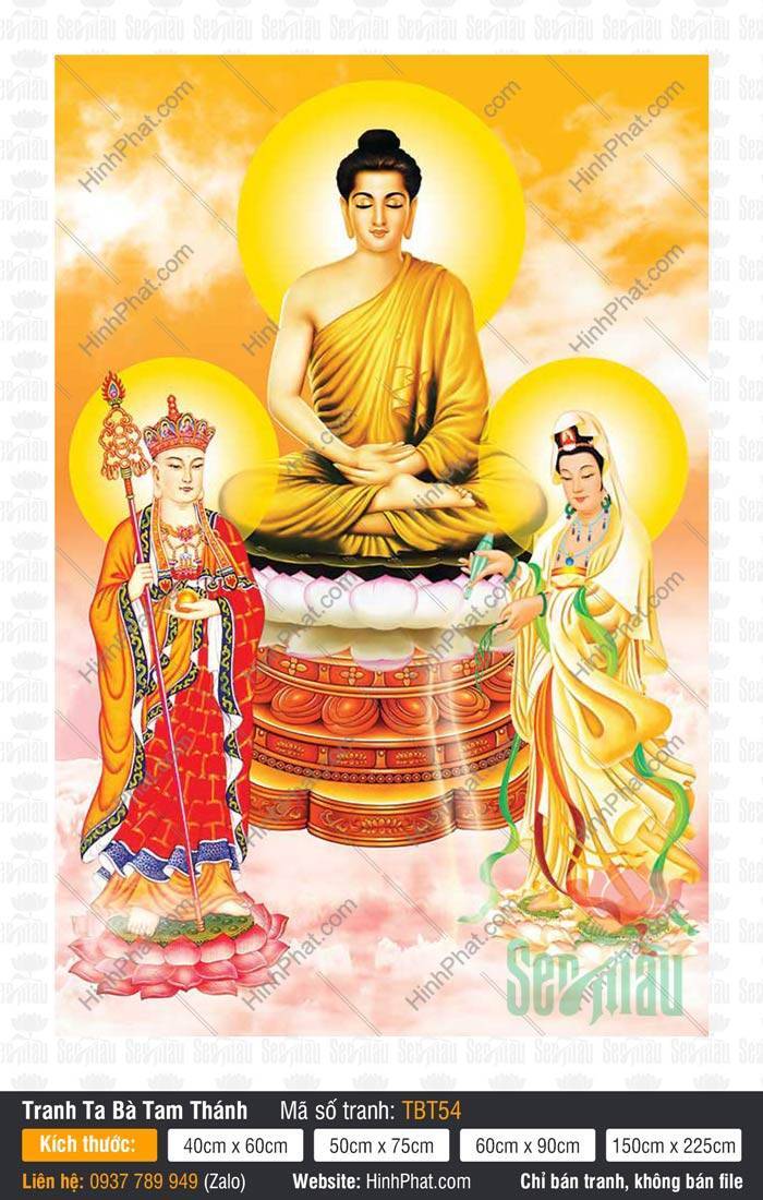 Hình Ta Bà Tam Thánh TBT54 Hình Ta Bà Tam Thánh TBT54 khắc họa ba vị Phật và Bồ Tát trang nghiêm