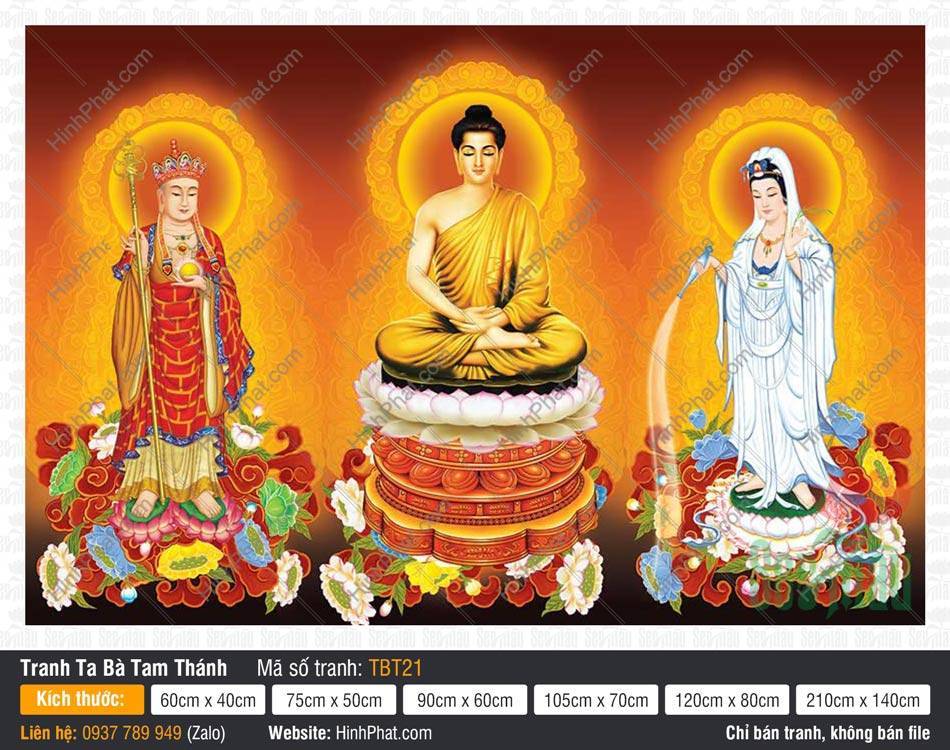 Hình Ta Bà Tam Thánh TBT21 Hình Ta Bà Tam Thánh TBT21 Đức Thích Ca tọa thiền hai Bồ Tát đứng