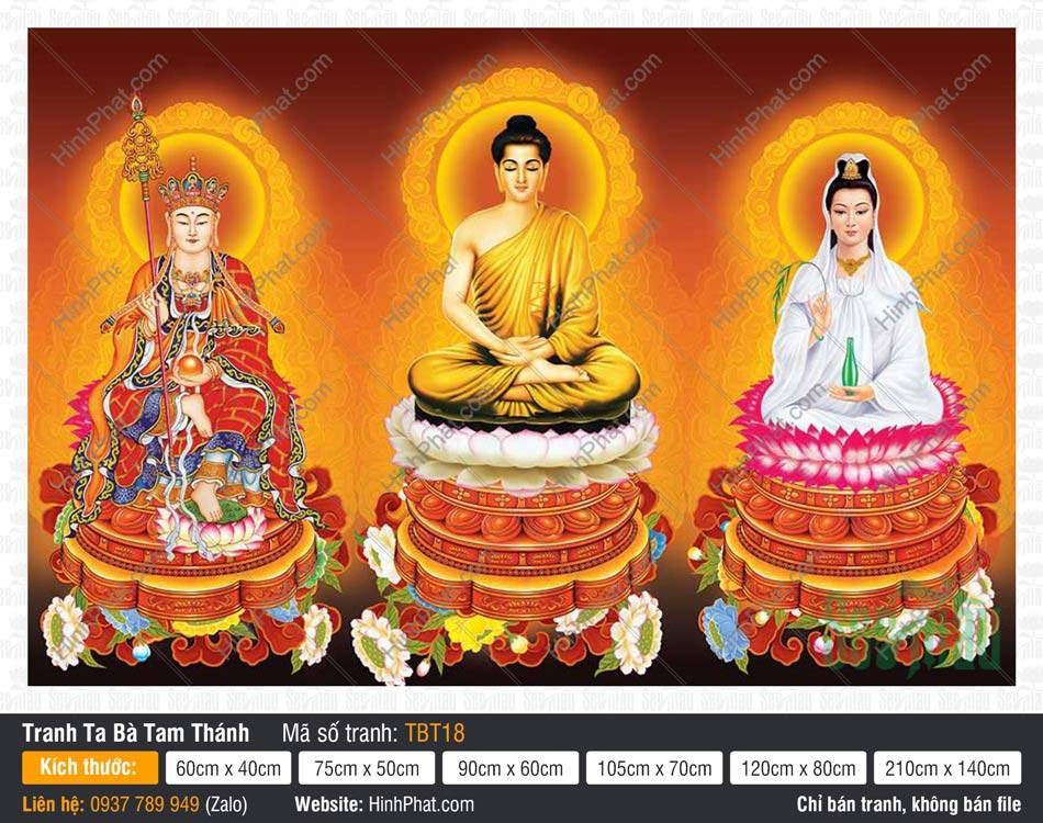 Ta Bà Tam Thánh, Sa Bà Tam Thánh TBT18 Ta Bà Tam Thánh, Sa Bà Tam Thánh TBT18 ngự tòa sen trên nền gấm vàng