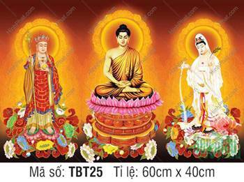 Hình Sa Bà Tam Thánh TBT25, Đức Thích Ca Tọa Thiền Hai Bồ Tát Đứng