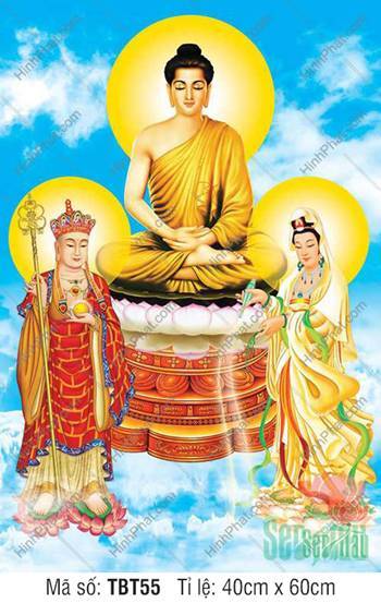 Hình Sa Bà Tam Thánh TBT55, bích họa nền trời xanh mây trắng Hình Sa Bà Tam Thánh TBT55, bích họa nền trời xanh mây trắng