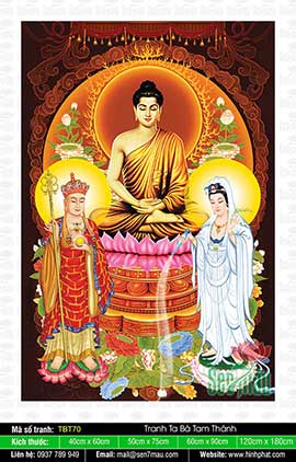 Hình Sa Bà Tam Thánh - Phật Thích Ca Quan Âm Bồ Tát Địa Tạng Bồ Tát TBT70