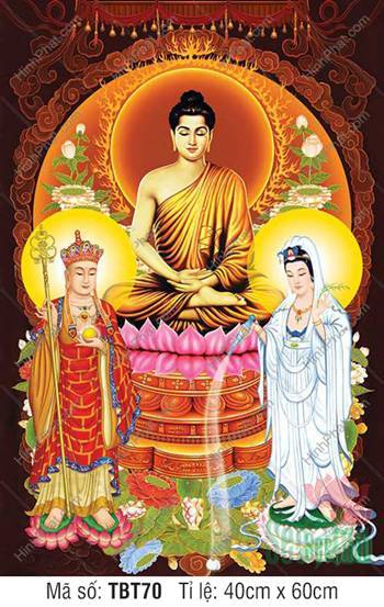 Hình Sa Bà Tam Thánh TBT70, khung viền cổ kính hào quang lửa Hình Sa Bà Tam Thánh TBT70, khung viền cổ kính hào quang lửa