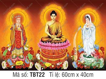 Hình Sa Bà Tam Thánh TBT22, Đức Thích Ca Tọa Thiền Và Hai Bồ Tát Đứng