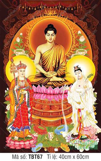 Hình Sa Bà Tam Thánh TBT67, khung viền cổ kính rực hào quang Hình Sa Bà Tam Thánh TBT67, khung viền cổ kính rực hào quang