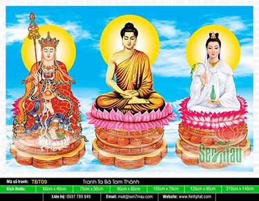 Hình Ta Bà Tam Thánh - Phật Thích Ca Quan Âm Bồ Tát Địa Tạng Bồ Tát TBT09