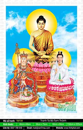 Hình Ta Bà Tam Thánh - Phật Thích Ca Quan Âm Bồ Tát Địa Tạng Bồ Tát TBT39