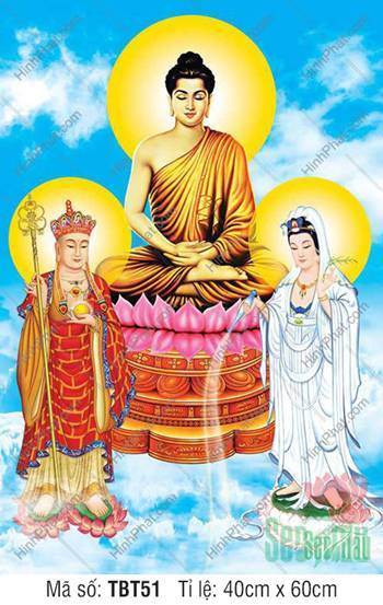 Hình Ta Bà Tam Thánh TBT51, tà áo trắng xanh thoát tục Hình Ta Bà Tam Thánh TBT51, tà áo trắng xanh thoát tục