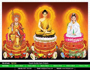 Sa Bà Tam Thánh - Phật Thích Ca Quan Âm Bồ Tát Địa Tạng Bồ Tát TBT20