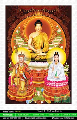 Sa Bà Tam Thánh - Phật Thích Ca Quan Âm Bồ Tát Địa Tạng Bồ Tát TBT80