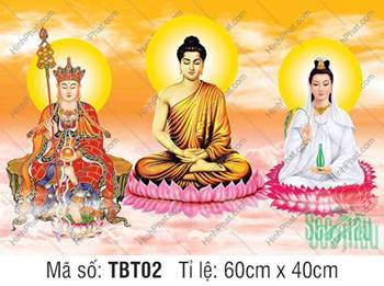 Sa Bà Tam Thánh TBT02, ba Đấng ngự sen tòa nền mây vàng