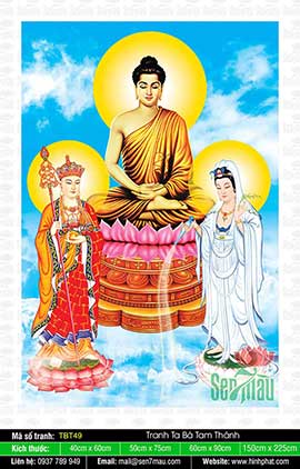 Ta Bà Tam Thánh - Phật Thích Ca Quan Âm Bồ Tát Địa Tạng Bồ Tát TBT49