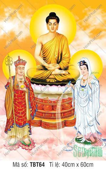 Ta Bà Tam Thánh TBT64, bích họa nền mây vàng cam ấm áp Ta Bà Tam Thánh TBT64, bích họa nền mây vàng cam ấm áp