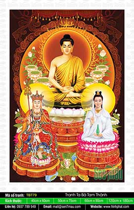 Ta Bà Tam Thánh - Phật Thích Ca Quan Âm Bồ Tát Địa Tạng Bồ Tát TBT79