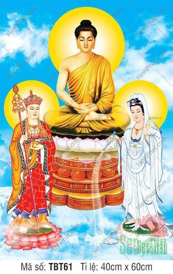 Ta Bà Tam Thánh TBT61, bích họa nền trời xanh mây trắng trong lành Ta Bà Tam Thánh TBT61, bích họa nền trời xanh mây trắng trong lành