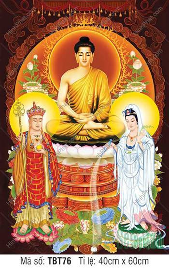 Ta Bà Tam Thánh TBT76, đài sen trắng khung viền cổ kính Ta Bà Tam Thánh TBT76, đài sen trắng khung viền cổ kính