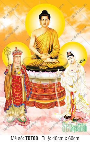 Tranh Sa Bà Tam Thánh TBT60, tòa sen sắc hồng bạch trang nghiêm Tranh Sa Bà Tam Thánh TBT60, tòa sen sắc hồng bạch trang nghiêm