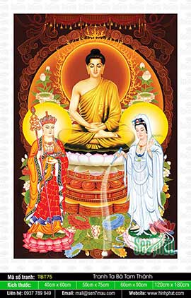 Tranh Sa Bà Tam Thánh - Phật Thích Ca Quan Âm Bồ Tát Địa Tạng Bồ Tát TBT75