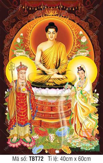 Tranh Sa Bà Tam Thánh TBT72, họa tiết nền nâu trầm cổ kính Tranh Sa Bà Tam Thánh TBT72, họa tiết nền nâu trầm cổ kính